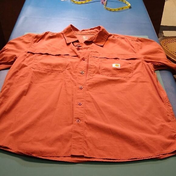 Carhartt Men's XL Relaxed Fit Cotton Blend Red Short Sleeve Shirt - Picture 1 of 7